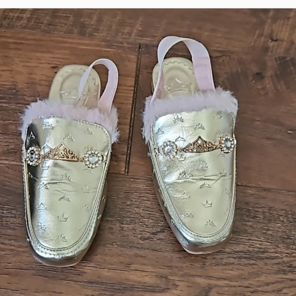Disney princess slippers gold slip ons 12 - Picture 3 of 5